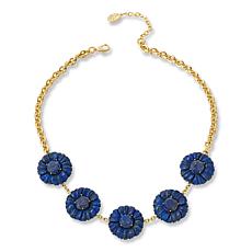 Connie Craig Carroll Jewelry Flora Lapis Flower Station Necklace