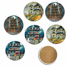 Courtside Market Haunting House 4"x4" Coaster Set