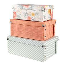 Craft Buddy Antique Floral Stacking Storage Boxes 3-piece Set
