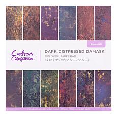 Crafter's Companion Dark Distressed Damask 12" x 12" Paper Pad