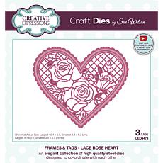 Creative Expressions Sue Wilson Frames & Tags Lace Rose Heart Die