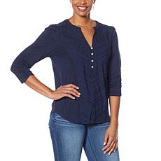 Democracy Knit-to-Woven Henley Top