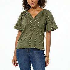 Democracy Woven Bubble-Sleeve Top