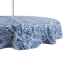 Design Imports 60" Blue Paisley Print Round Tablecloth with Zipper