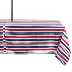 Design Imports 60" x 84" Patriotic Stripe Outdoor Tablecloth w/Zipper