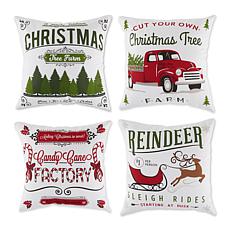 Design Imports Assorted Christmas Print Pillow Covers 18x18 Set of 4