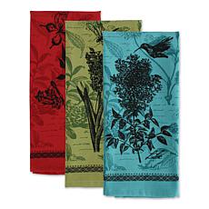 Design Imports Botanical Flowers Kitchen Towel Set of 3