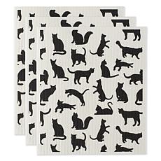 Design Imports Cats Swedish Dishcloths 3-pack
