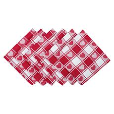 Design Imports Hearts Woven Check Napkin Set of 6