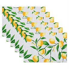 Design Imports Lemon Bliss Print Outdoor Placemat Set of 6