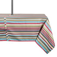 Design Imports Summer Stripe Outdoor Tablecloth w/Zipper - 60" x 120"