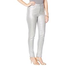 DG2 by Diane Gilman Classic Stretch Metallic Snake Print Skinny Jean