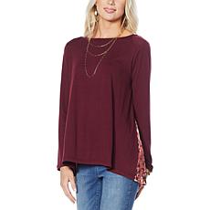DG2 by Diane Gilman Combo Hi-Low Hem Peplum Top