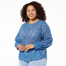 DG2 by Diane Gilman Corded Lace Shirttail Blouse