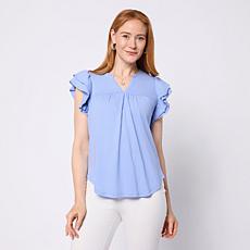 DG2 by Diane Gilman Cotton Modal Flutter Sleeve Blouse