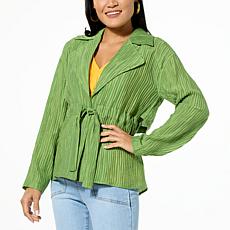 DG2 by Diane Gilman Crinkled Crepe Drawstring Waist Blazer