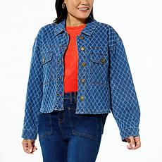 DG2 by Diane Gilman Diamond Laser Relaxed Denim Jacket