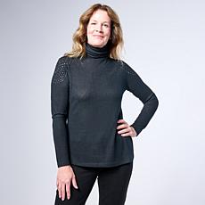 DG2 by Diane Gilman Embellished Long-Sleeve Turtleneck Top