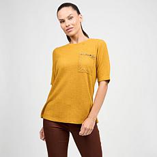 DG2 by Diane Gilman Embellished Short Sleeve Tee