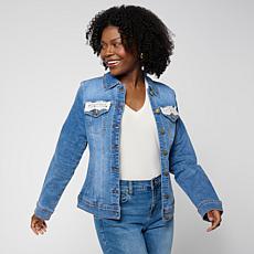 DG2 by Diane Gilman Embroidered Classic Stretch Denim Jacket