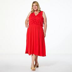 DG2 by Diane Gilman Embroidered Eyelet Inset Midi Dress
