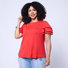 DG2 by Diane Gilman Everyday Jersey Flutter Sleeve Top