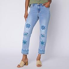 DG2 by Diane Gilman Legacy Stretch Denim Embroidered Ankle Jean