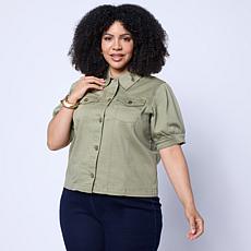 DG2 by Diane Gilman Legacy Stretch Denim Puff Sleeve Jacket