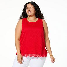 DG2 by Diane Gilman Mixed Media Lace Tank