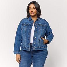 DG2 by Diane Gilman New Classic Stretch Crystal Trimmed Denim Jacket