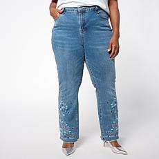 DG2 by Diane Gilman New Classic Stretch Denim Embellished Bootcut Jean