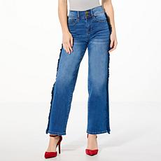 DG2 by Diane Gilman New Classic Stretch Denim Frayed Wide-Leg Jean