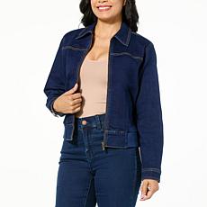 DG2 by Diane Gilman New Classic Stretch Denim Zip-Up Jacket