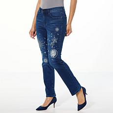 DG2 by Diane Gilman New Classic Stretch Embroidered Straight-Leg Jean