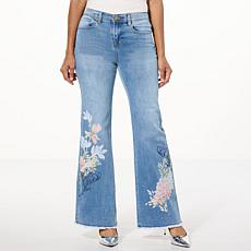 DG2 by Diane Gilman New Classic Stretch Embroidered Wide-Leg Jean