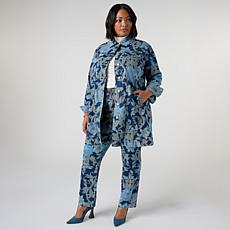 DG2 by Diane Gilman New Classic Stretch Printed Car Coat