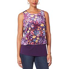 DG2 by Diane Gilman Printed Stretch Velvet Easy Tank