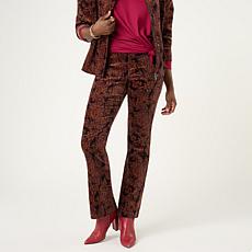 DG2 by Diane Gilman Printed Stretch Velveteen Bootcut Pant