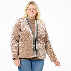 DG2 by Diane Gilman Quilted Velvet Crystal Detail Jacket