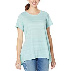 DG2 by Diane Gilman Striped Jacquard Jersey Knit Swing Tee
