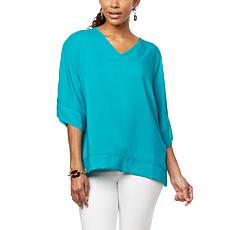 DG2 by Diane Gilman Woven V-Neck Dolman-Sleeve Top
