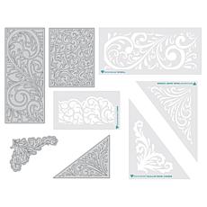 Diamond Press Flourishes Background Die and Stencil Kit