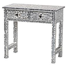 Diata Coastal Console Table with Capiz Shell Design