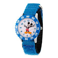 Disney Mickey Mouse Kid's Blue Bezel Time Teacher Watch w/ Nylon Strap