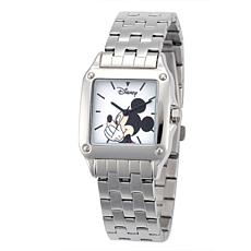 Disney Mickey Mouse Women's Silver Square Watch w/ Steel Bracelet