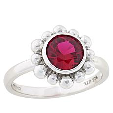 Doris Panos Sterling Silver Goddess Round Gemstone Ring