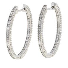 Doris Panos Sterling Silver Pegasus CZ Inside-Outsize Hoop Earrings