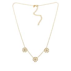 Doris Panos Sterling Silver Vanity Floral CZ Station 18" Necklace