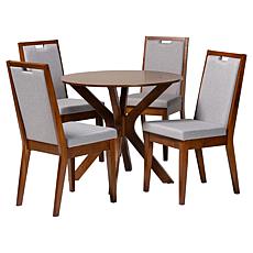 Eira 5-Piece Wood Dining Set with Plush Upholstered Chairs