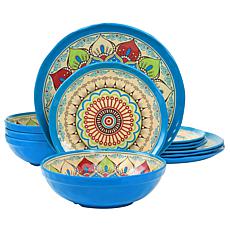 Elama Camilla 12-Piece Melamine Dinnerware Set